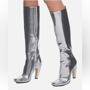 Bottega Veneta Canalazzo Mirrored Leather Knee High Boots